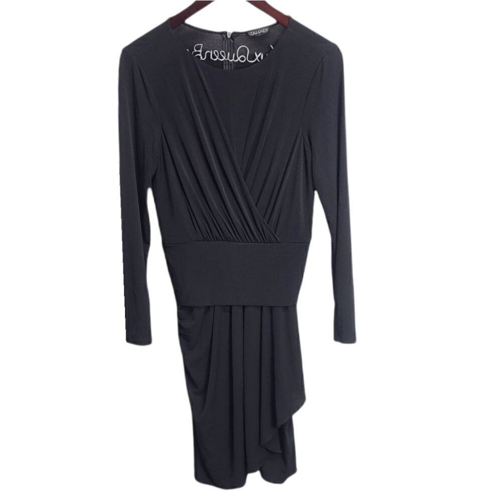 Tahari Black Midi V-Neck Wrap Cocktail Party Dress Size Medium